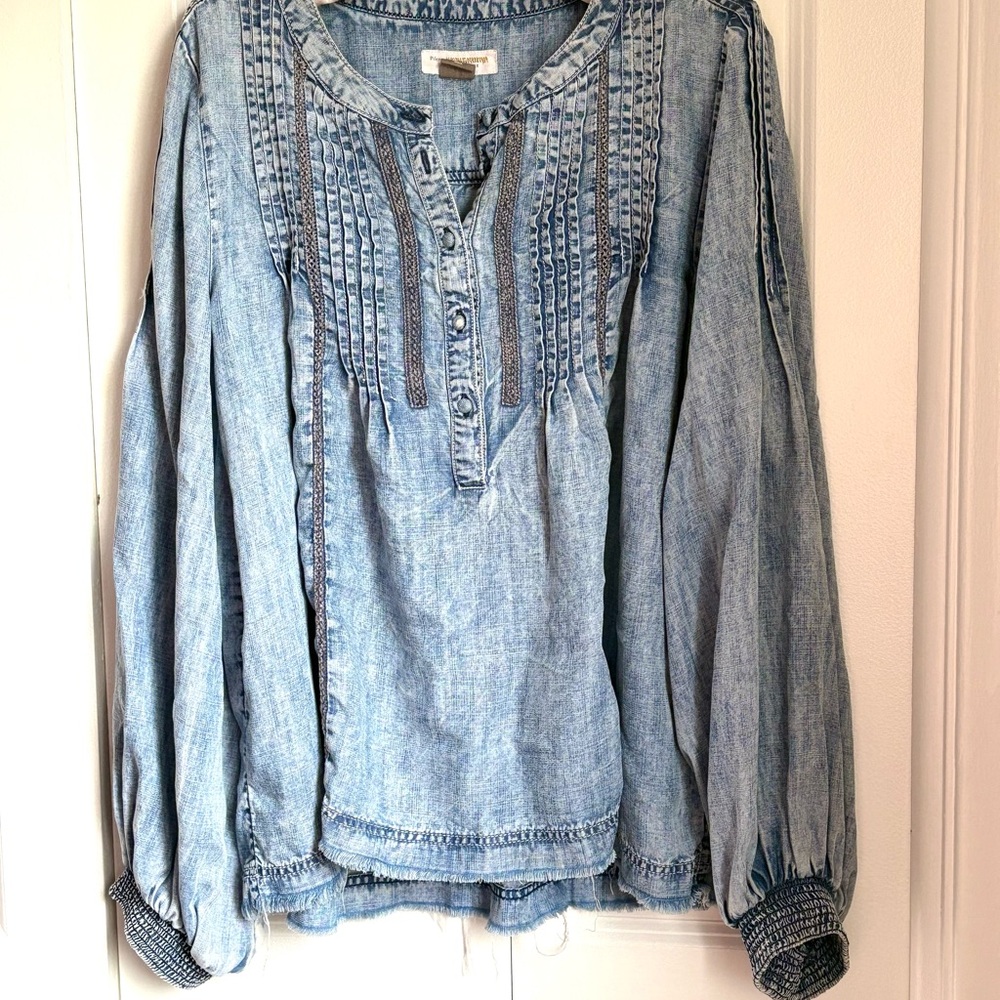 Anthropologie Light Blue Denim Blouse